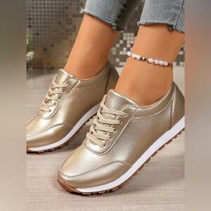 Round Toe Lace-Up Sneakers